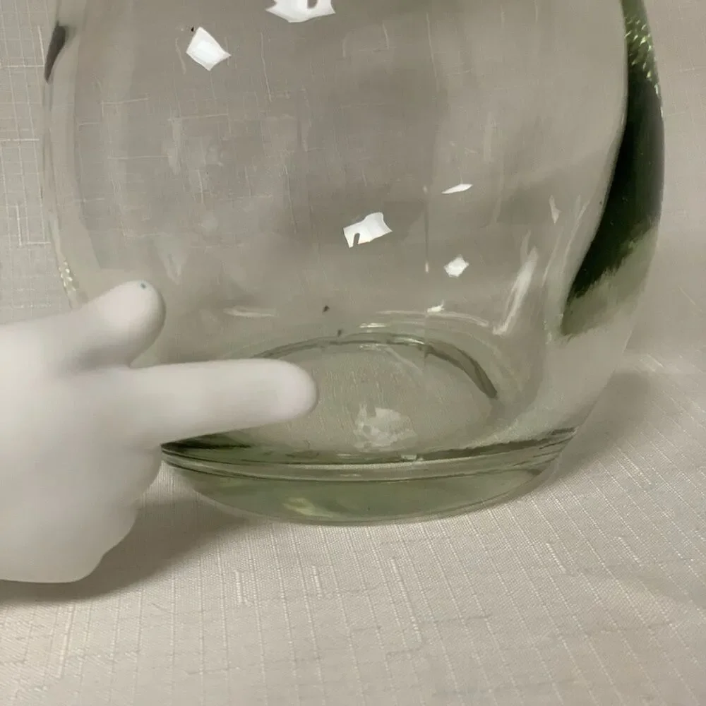 Hand blown Glass Green Tint Flower Vase Custom Crafted Artisan Home Decor Accent